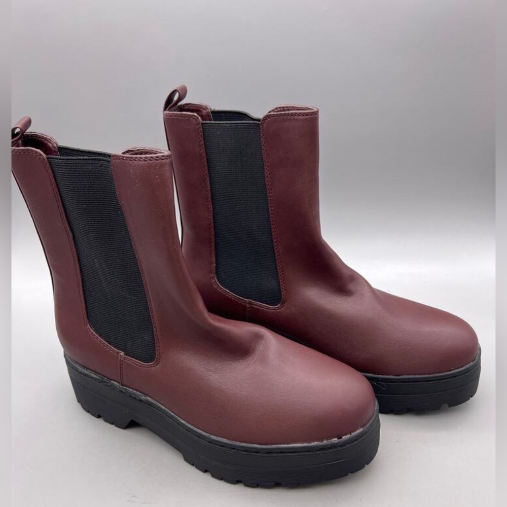 MIA Burgundy Ankle Boots with Black Panels